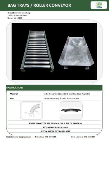 DEC Bag Tray_Roller Conveyor Product Sheet